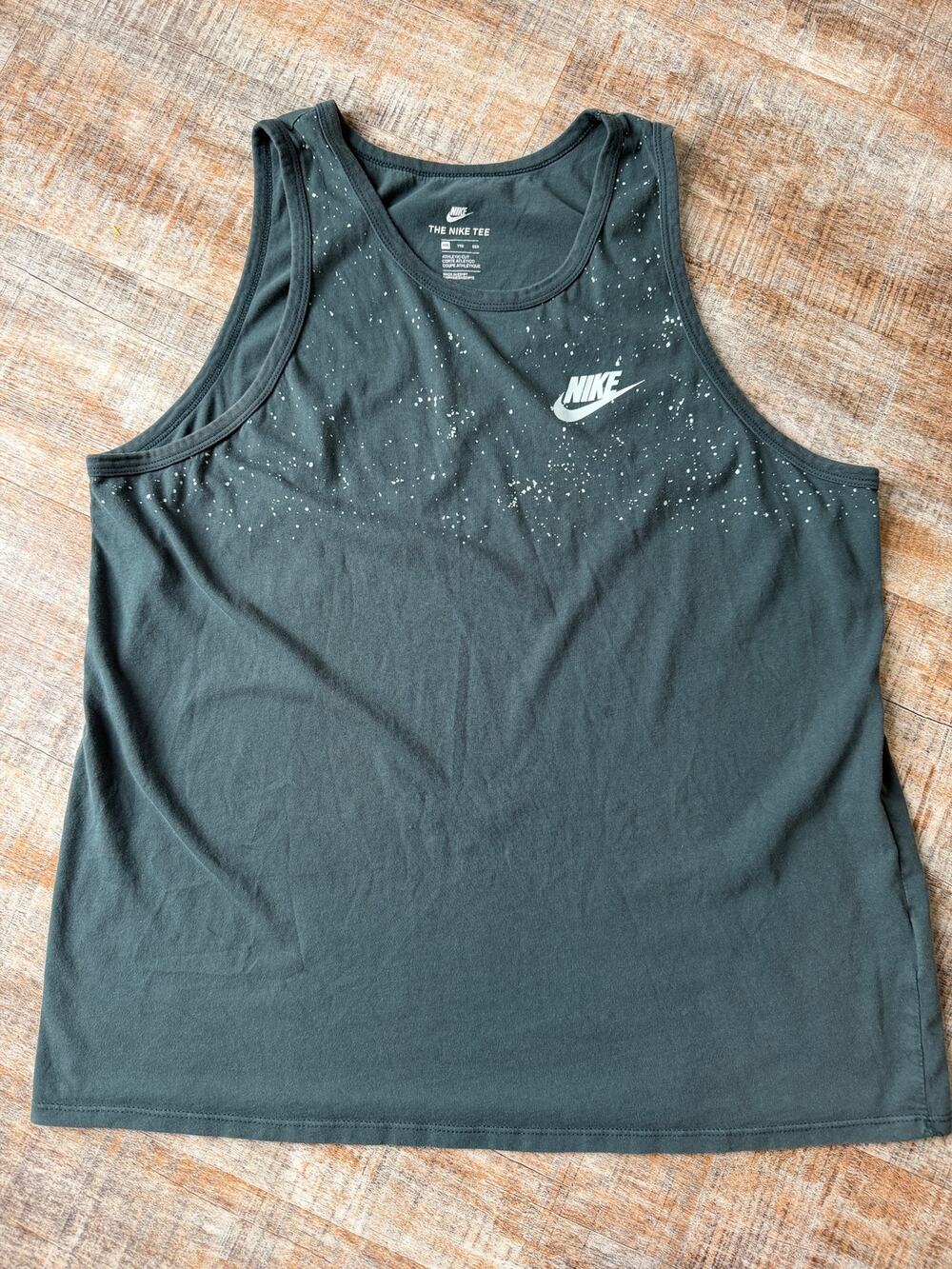 Men’s The Nike Tee Green White Paint Splatter Athletic Cut Sleevless Size XXL